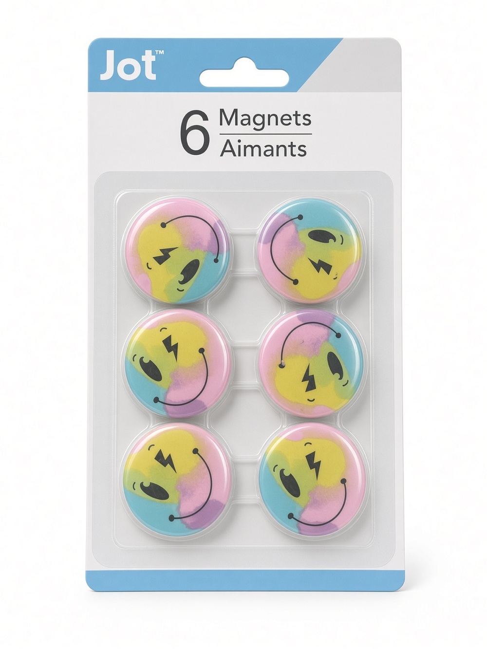 Pastel smiley face Magnets - Pack of 6